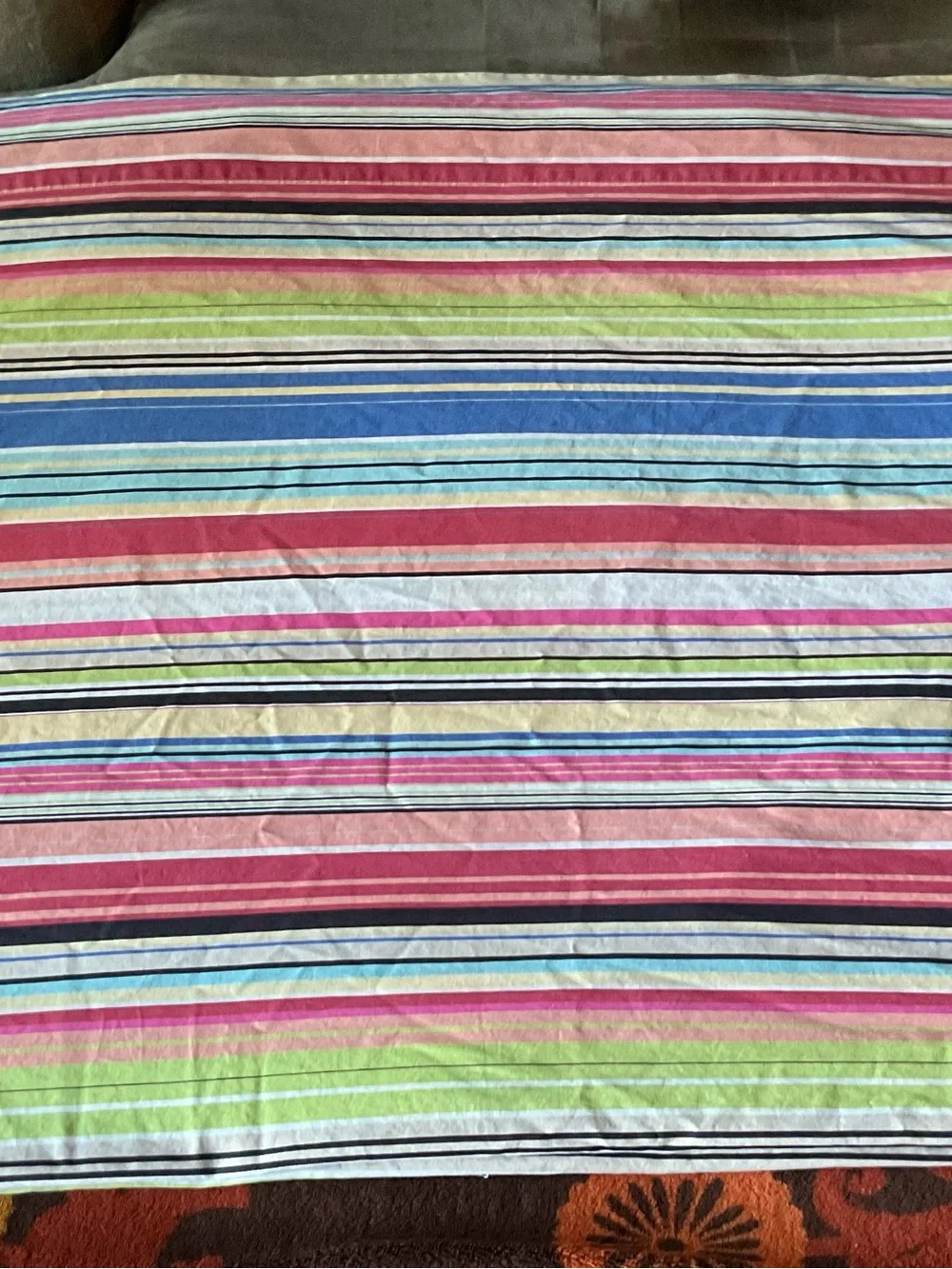 Pottery Barn Espadrille Colorful Stripes FULL Flat Sheet- Vintage